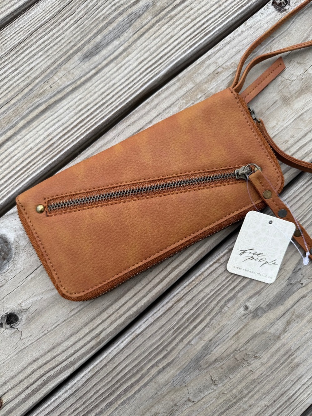Free People Distressed Vegan Leather Continental Wristlet Wallet NWT